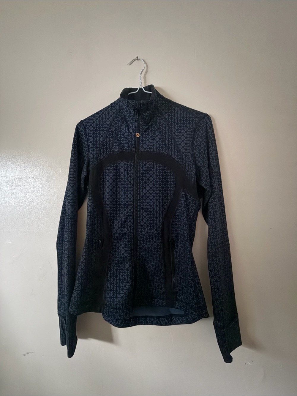 lululemon athletica Black Patterned Full-Zip Bomber Jacket